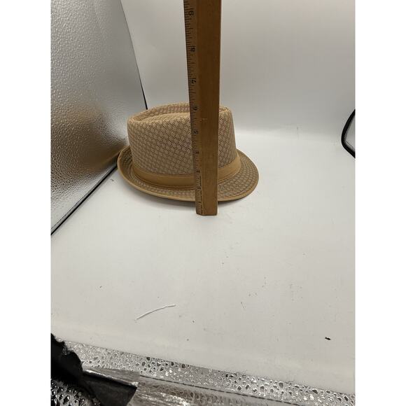 Tan Woven Fedora Hat Size S/M Breathable Lightweight Summer Trilby Style - Picture 9 of 9